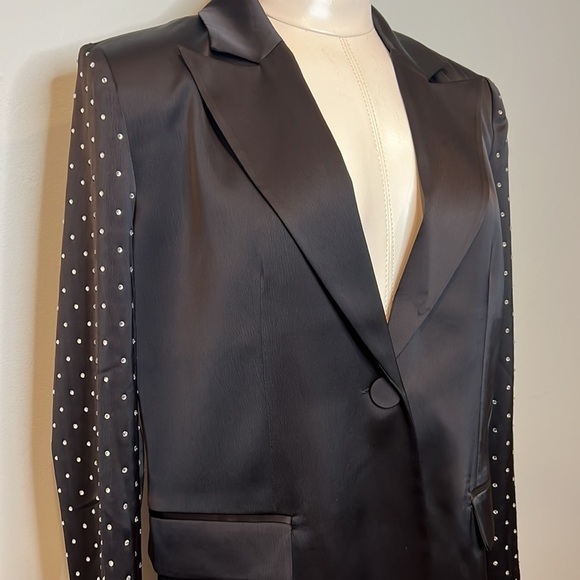 Danielle Bernstein We Wore What Womens Satin Embellished One-Button Blazer XS - Picture 4 of 9